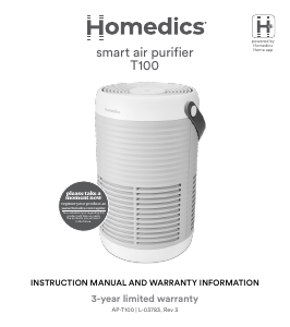 Bruksanvisning Homedics AP-T100-GY Luftrenare