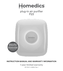 Manual de uso Homedics AP-P23AP1-4SH Purificador de aire