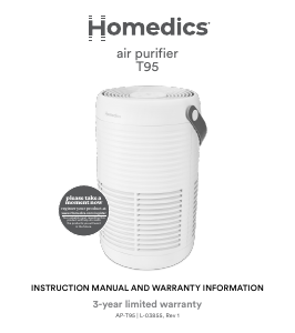 Bruksanvisning Homedics AP-T95 Luftrenare