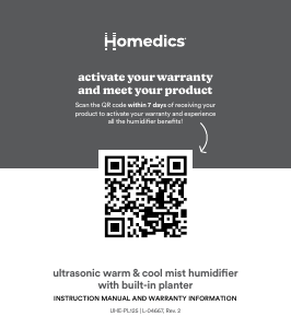 Bruksanvisning Homedics UHE-PL125 Luftfuktare