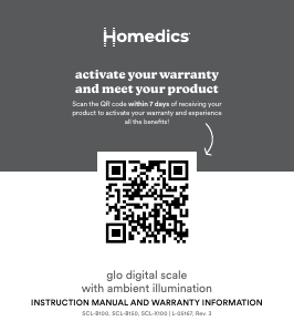 Mode d’emploi Homedics SCL-B150 Pèse-personne