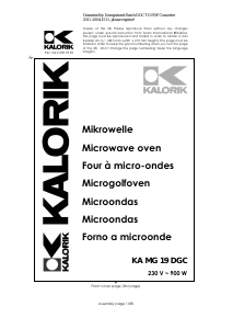 Mode d’emploi Kalorik KA MG 19 DGC Micro-onde