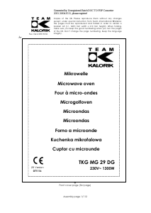 Mode d’emploi Kalorik TKG MG 29 DG Micro-onde