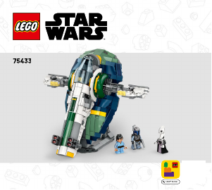 Rokasgrāmata Lego set 75433 Star Wars Jango Fett zvaigžņu kuģis