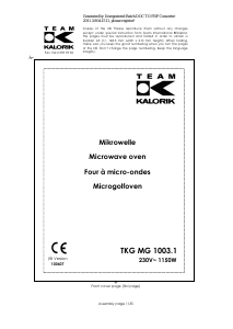 Manual Kalorik TKG MG 1003.1 Microwave