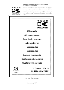 Mode d’emploi Kalorik TKG MG 1005 G Micro-onde