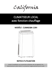 Mode d’emploi California CLIMA018A-12KH Climatiseur
