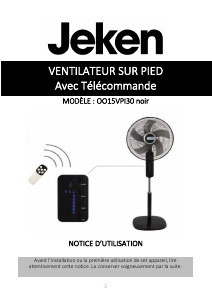 Mode d’emploi Jeken OO15VPI30 Ventilateur