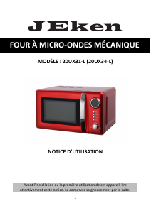 Mode d’emploi Jeken 20UX34-L Micro-onde