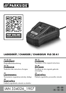 Bruksanvisning Parkside IAN 334026 Batteriladdare