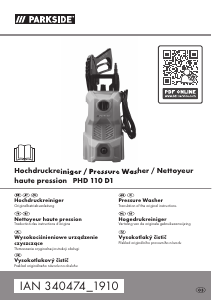 Bedienungsanleitung Parkside IAN 340474 Hochdruckreiniger