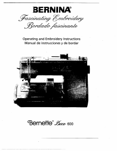 Manual Bernina Deco 600 Embroidery Machine