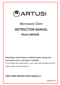 Bruksanvisning Artusi AMG25B Mikrovågsugn