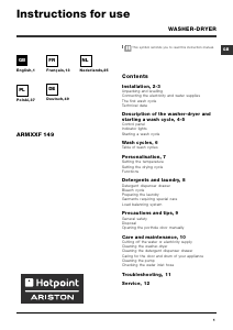 Instrukcja Hotpoint ARMXXF 149 Pralko-suszarka