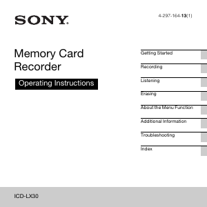 Manual Sony ICD-LX30 Audio Recorder