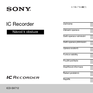 Manuál Sony ICD-SX712 Audiozáznamník