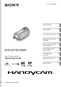 Manual Sony DCR-SX73E Camcorder