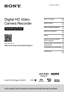 Bruksanvisning Sony HDR-GWP88V Videokamera