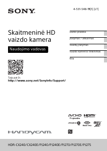 Vadovas Sony HDR-PJ240E Vaizdo kamera
