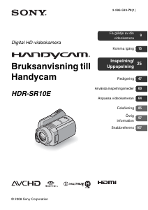 Bruksanvisning Sony HDR-SR10E Videokamera