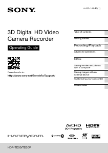 Bruksanvisning Sony HDR-TD30VE Videokamera