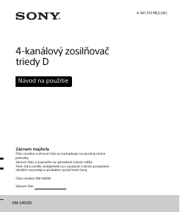 Návod Sony XM-S400D Automobilový zosilňovač