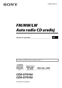 Priručnik Sony CDX-GT610U Radioprijamnik za automobil