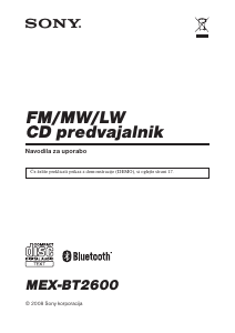 Priročnik Sony MEX-BT2600 Avto radio