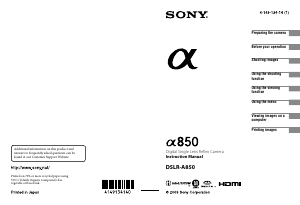 Bruksanvisning Sony Alpha DSLR-A850 Digitalkamera