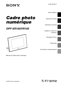 Mode d’emploi Sony DPF-XR100 Cadre photo numérique