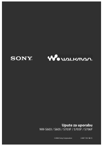 Priručnik Sony NW-S605 Walkman Mp3 reproduktor
