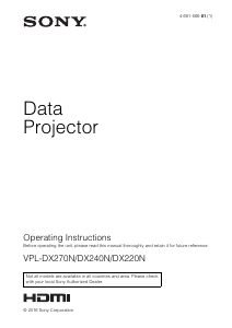 Bruksanvisning Sony VPL-DX220N Projektor