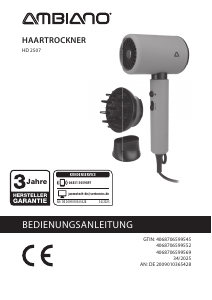 Manual de uso Ambiano HD 2507 Secador de pelo