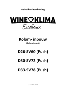 Handleiding Wine Klima D30-SV72 (Push) Wijnklimaatkast