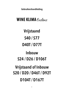 Handleiding Wine Klima D40T Wijnklimaatkast