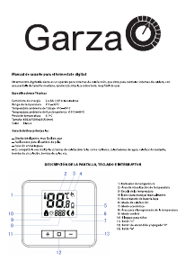 Manual de uso Garza SAS919WHB-0 Termostato