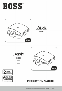 Manual Boss B548 Aspic Contact Grill