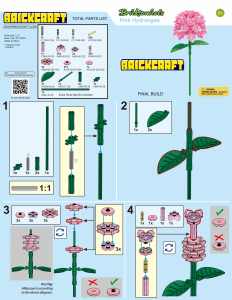 Manual Brickcraft set 72250 Bricktanicals Pink hydrangea
