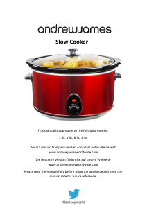 Manual Andrew James 8.0L Slow Cooker