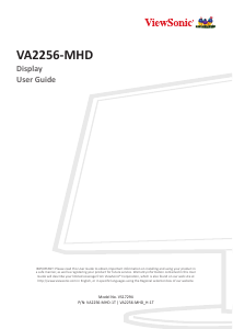 Bruksanvisning ViewSonic VA2256-MHD-1T LCD skärm