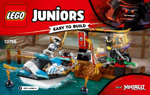 Manual Lego set 10755 Juniors A perseguição de barco ninja do Zane