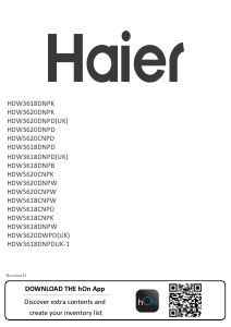 Vadovas Haier HDW5618CNPK Šaldytuvas-šaldiklis