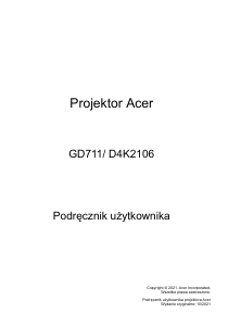 Instrukcja Acer GD711 Projektor