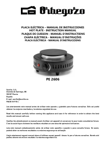 Mode d’emploi Orbegozo PE 2606 Table de cuisson