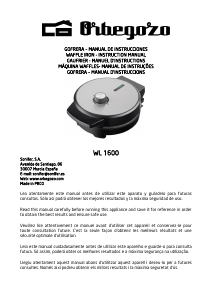 Manual Orbegozo WL 1600 Waffle Maker