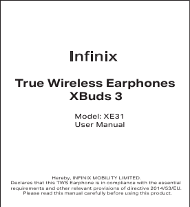 Manual Infinix XE31 XBuds 3 Headphone