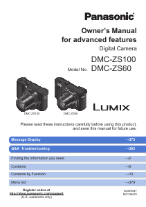 Manual Panasonic DMC-ZS60 Lumix Digital Camera