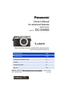 Bruksanvisning Panasonic DC-GX850 Lumix Digitalkamera