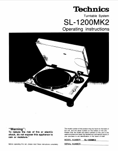 Handleiding Technics SL-1200MK2 Platenspeler
