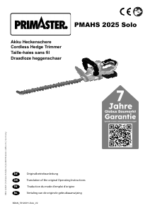Bedienungsanleitung Primaster PMAHS 2025 Solo Heckenschere